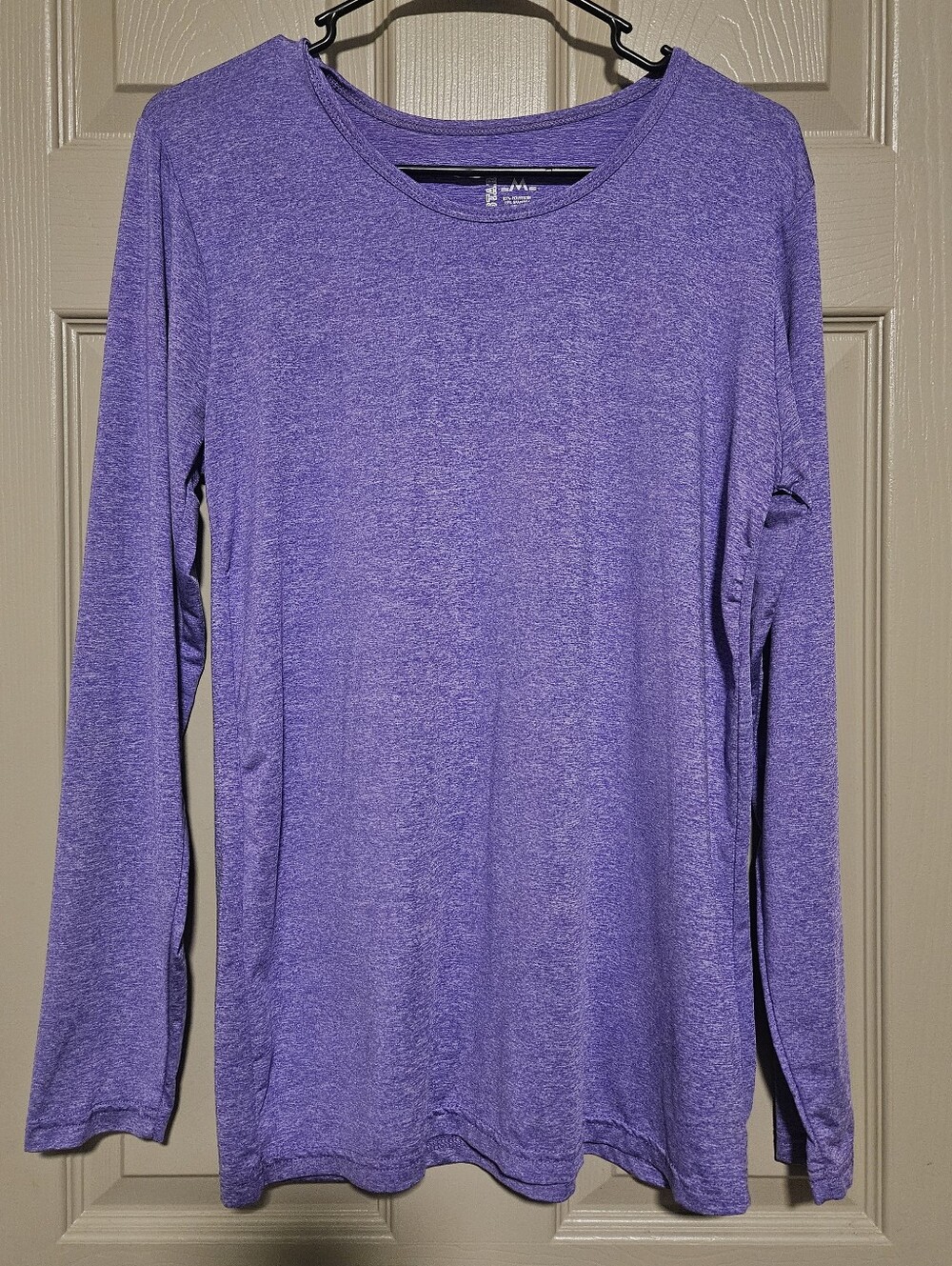 Blue Star Heathered Purple Long Sleeve Crew Tee